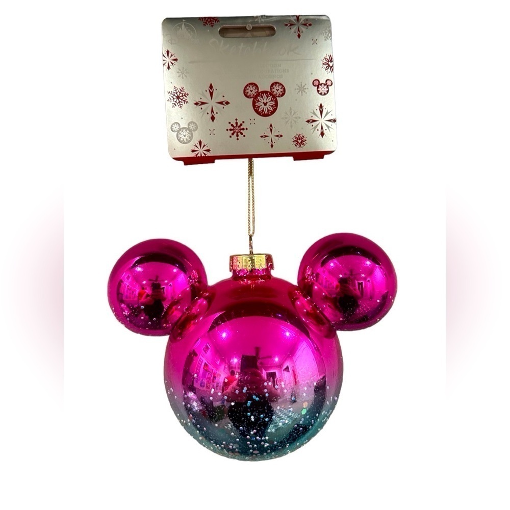 Disney Sketchbook Ornament Collection Mickey Ear Christmas Pink Blue Ombre New